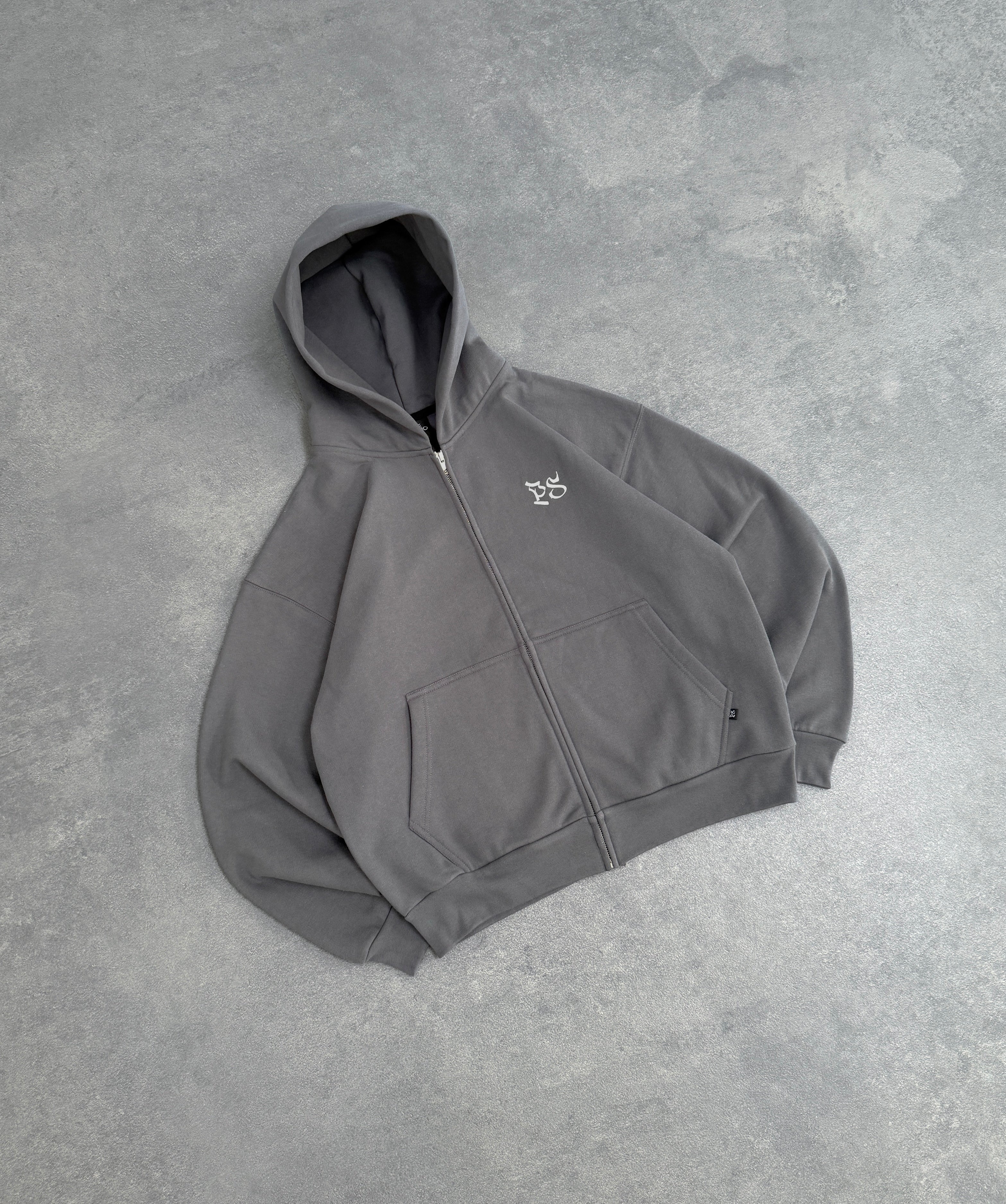 CHARCOAL GRAY ZIP-HOODIE