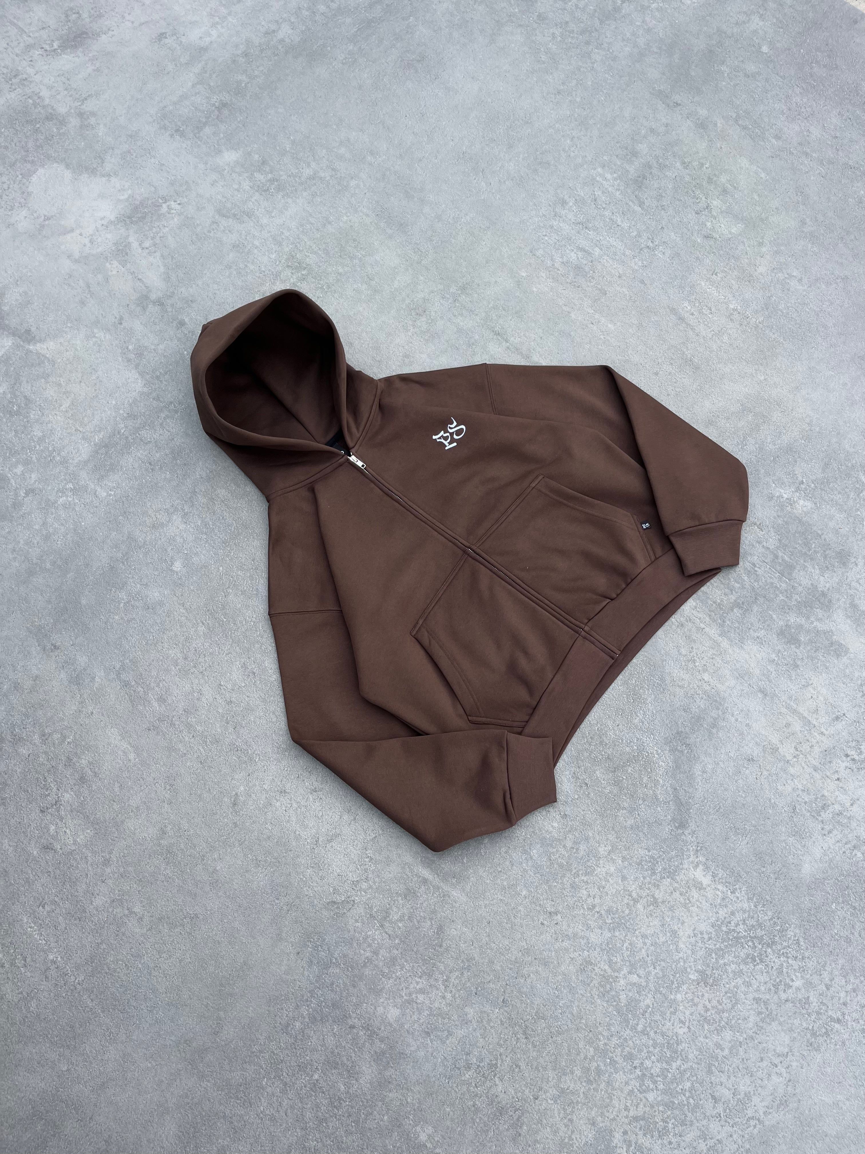 BROWN ZIP-HOODIE
