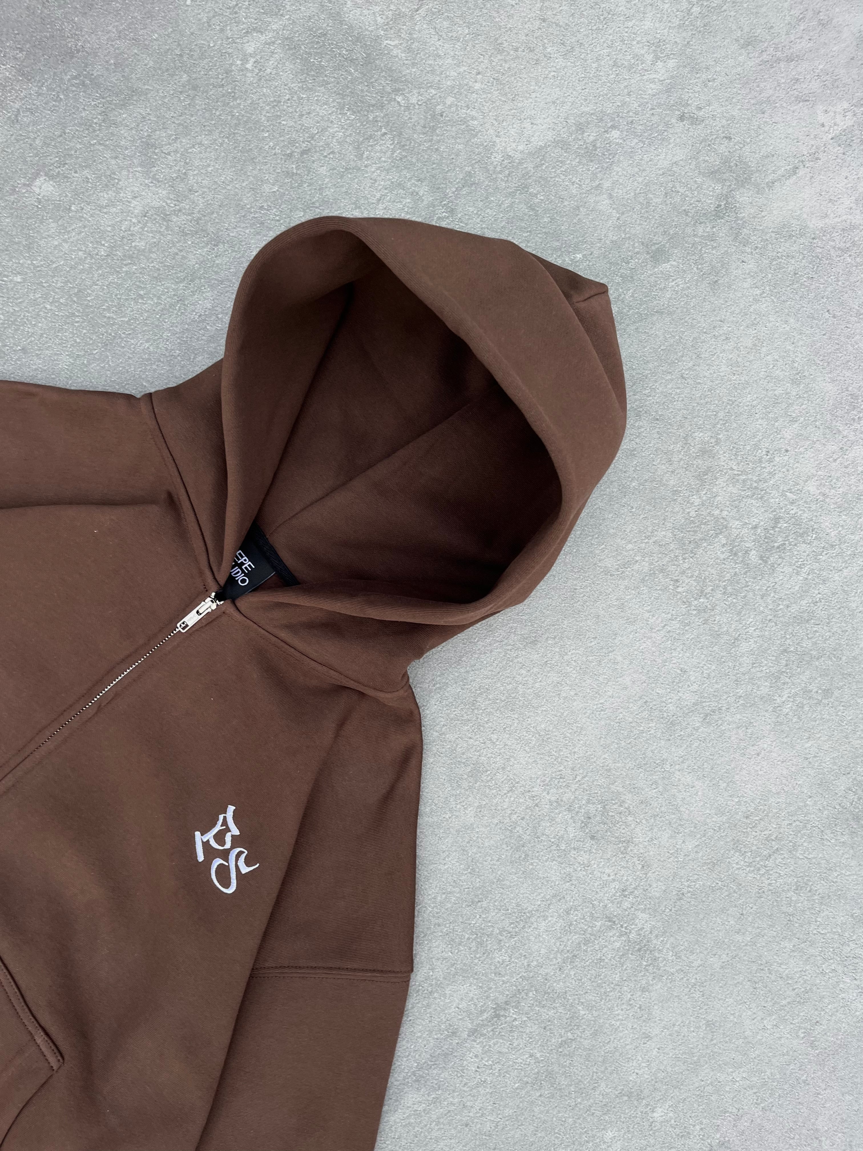 BROWN ZIP-HOODIE