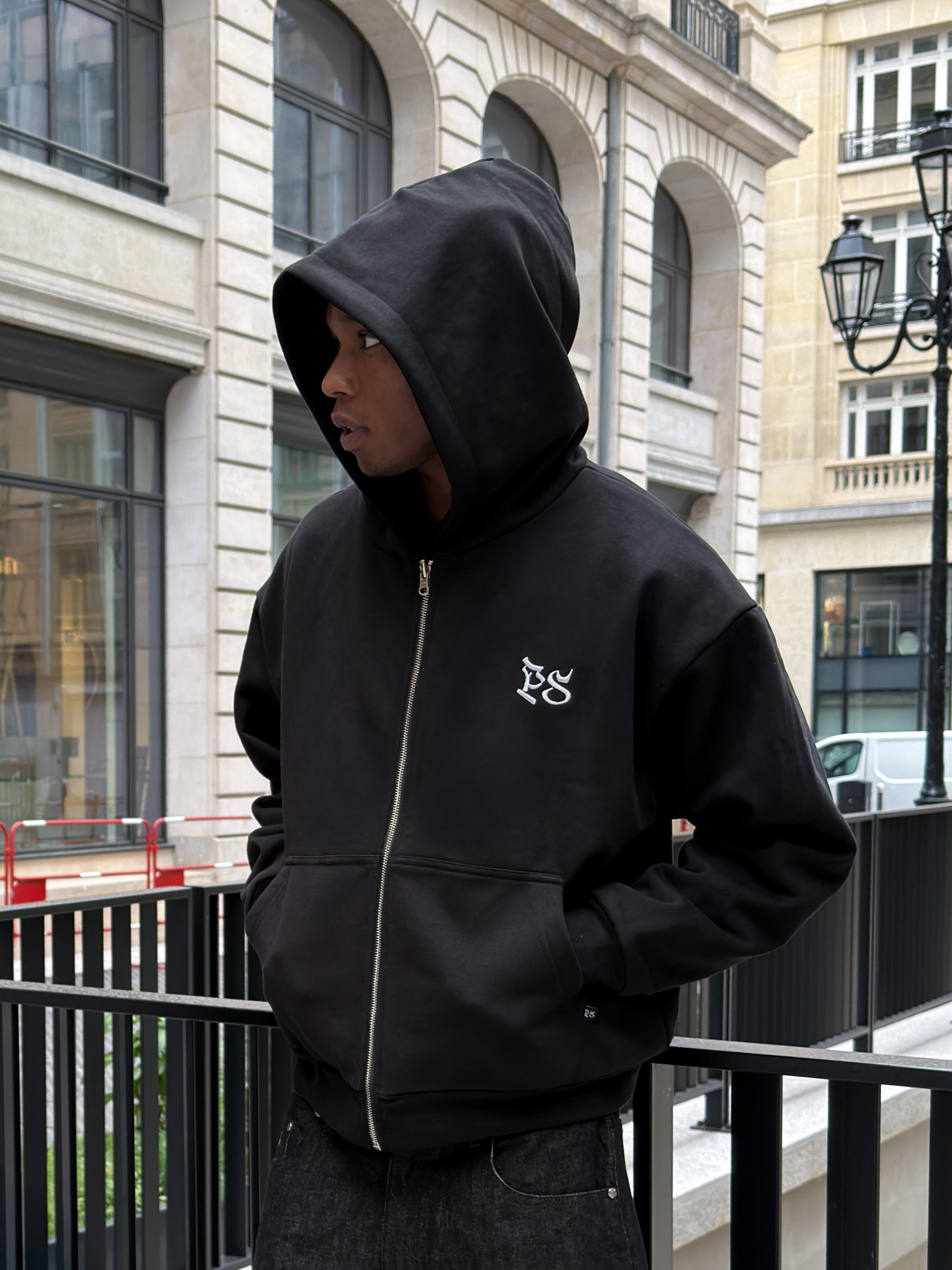 The Black Double Face Zip-Hoodie