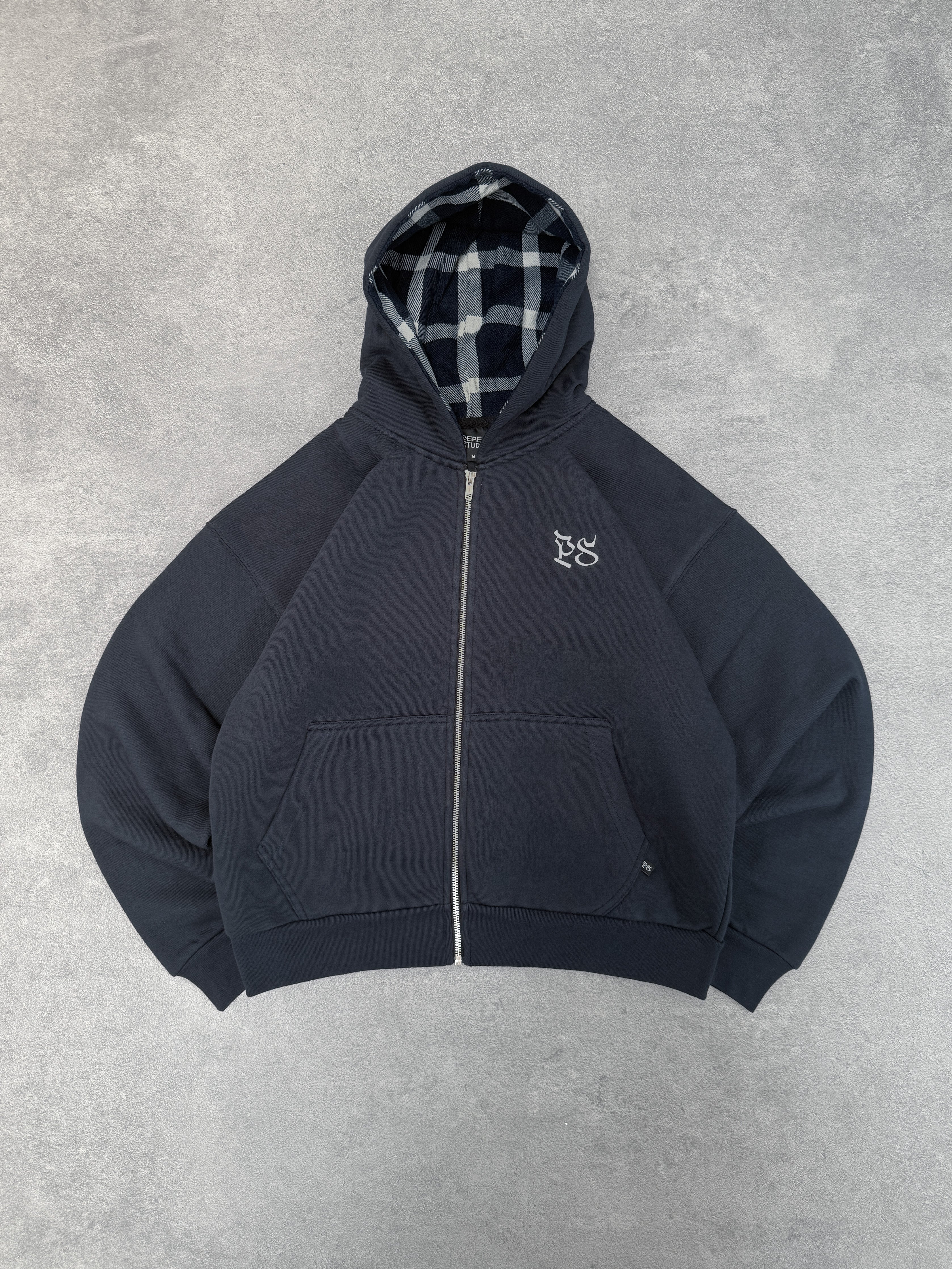 MIDNIGHT BLUE PLAID ZIP-HOODIE