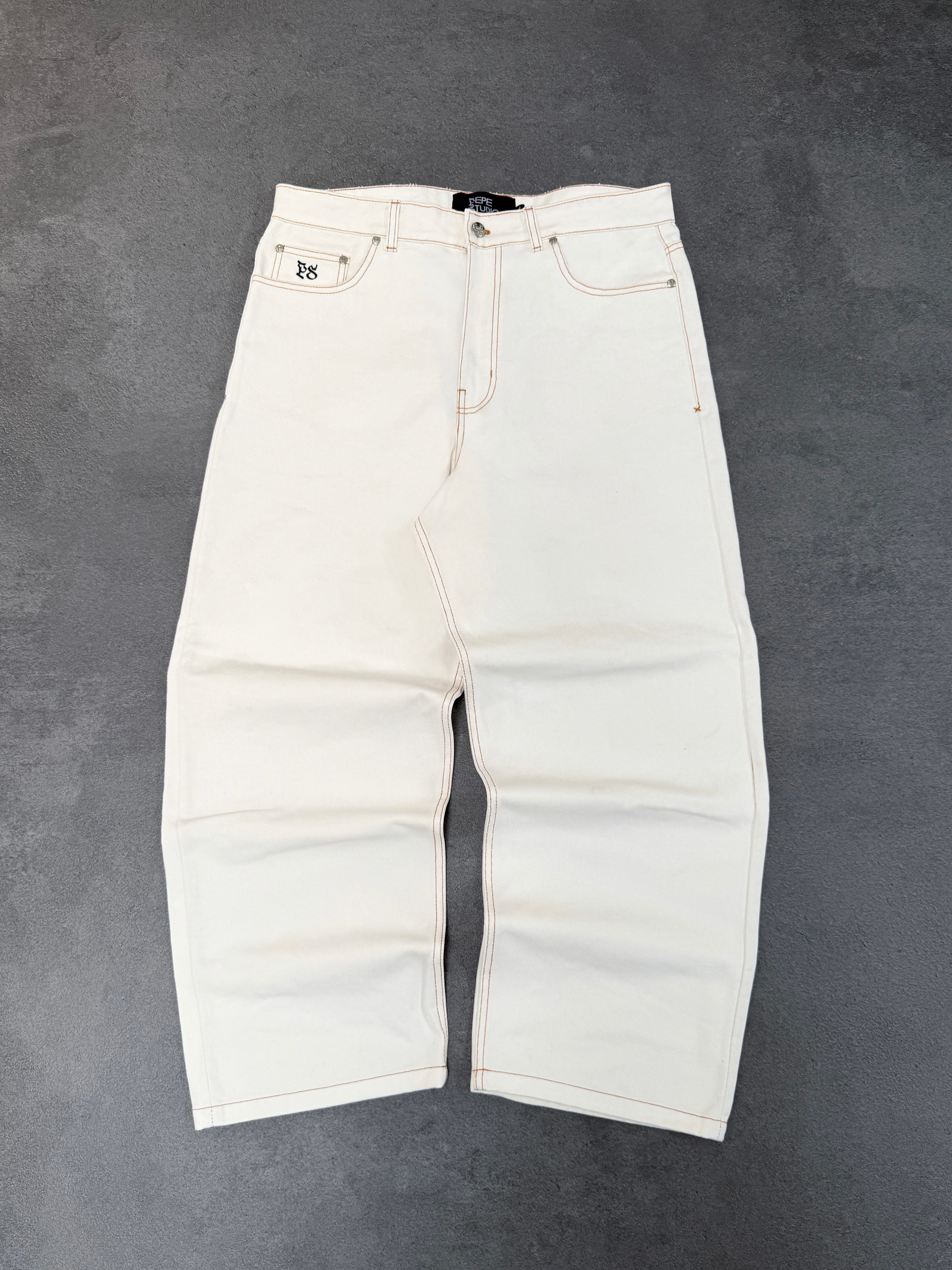 IVORY RAW DENIM PANT