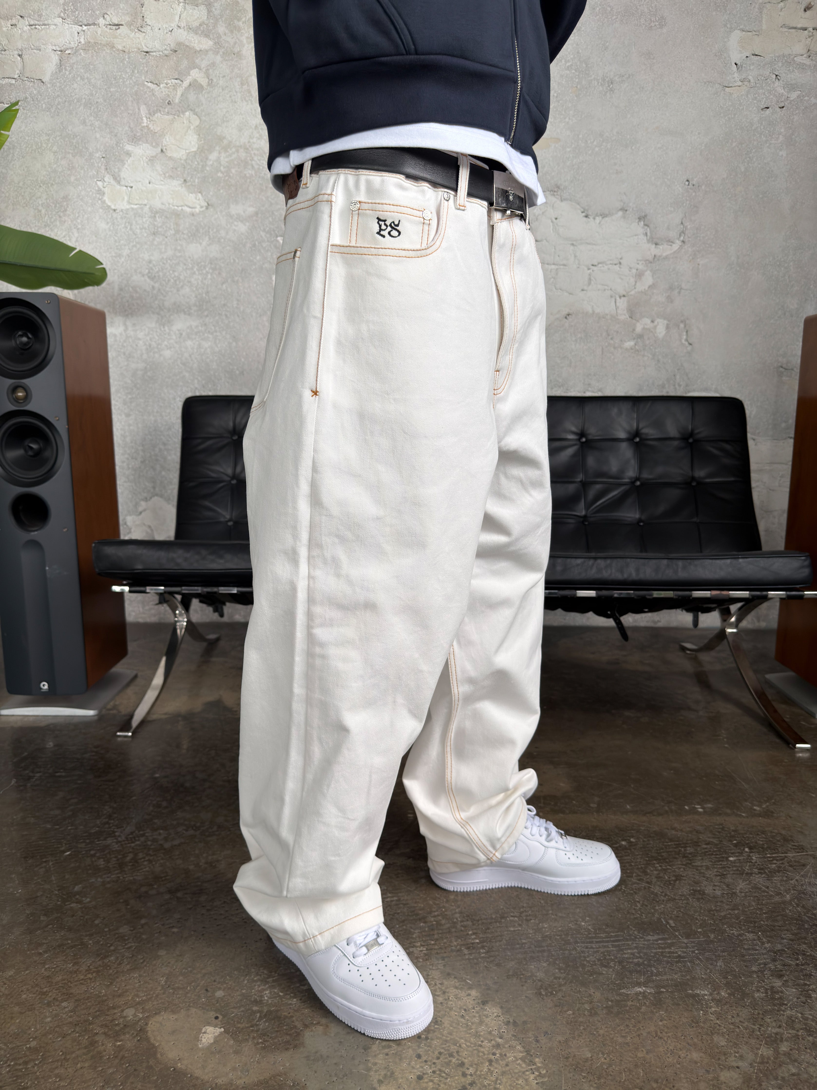 IVORY RAW DENIM PANT