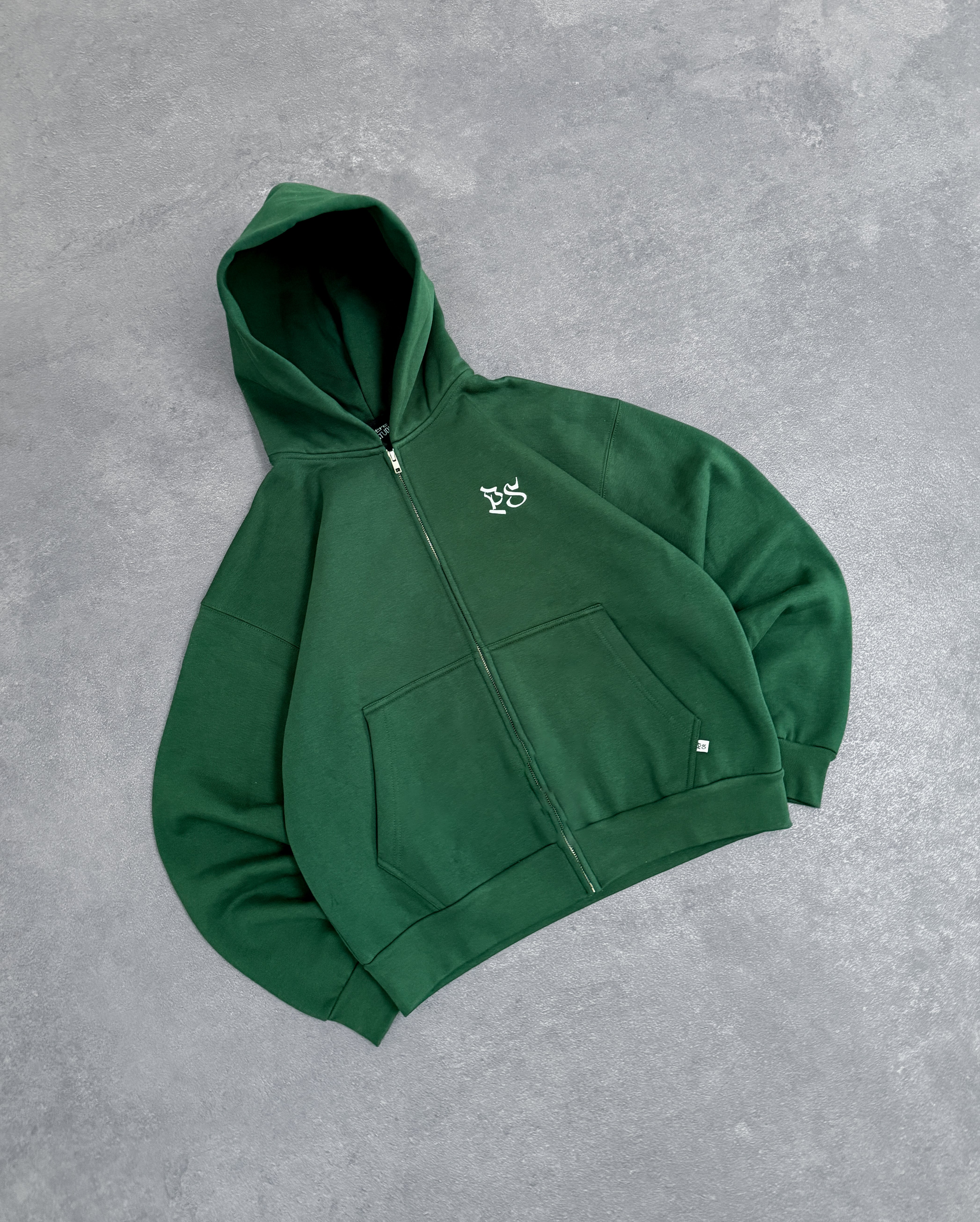Pine Green Zip-Hoodie