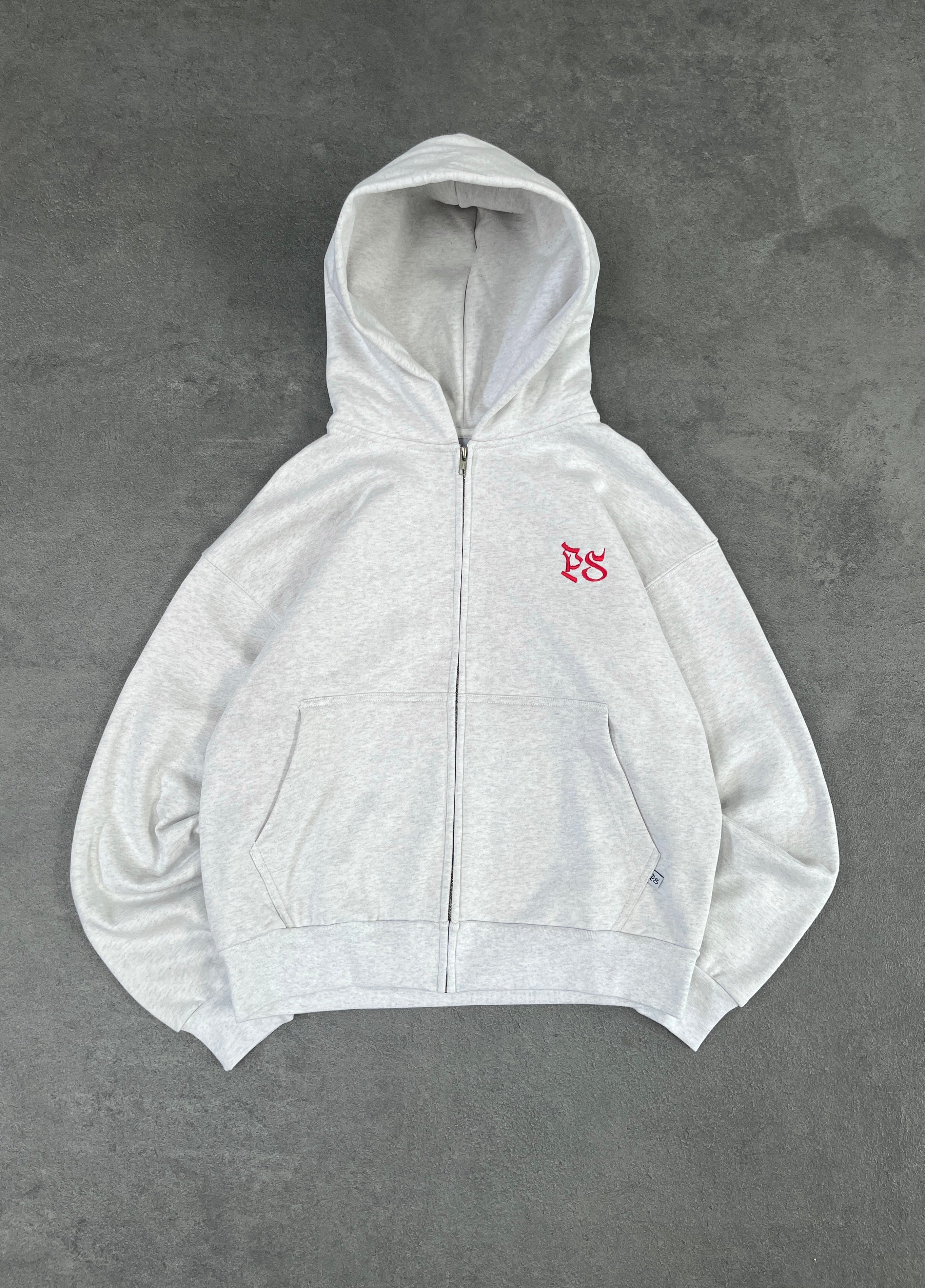 LIGHT GRAY ZIP-HOODIE
