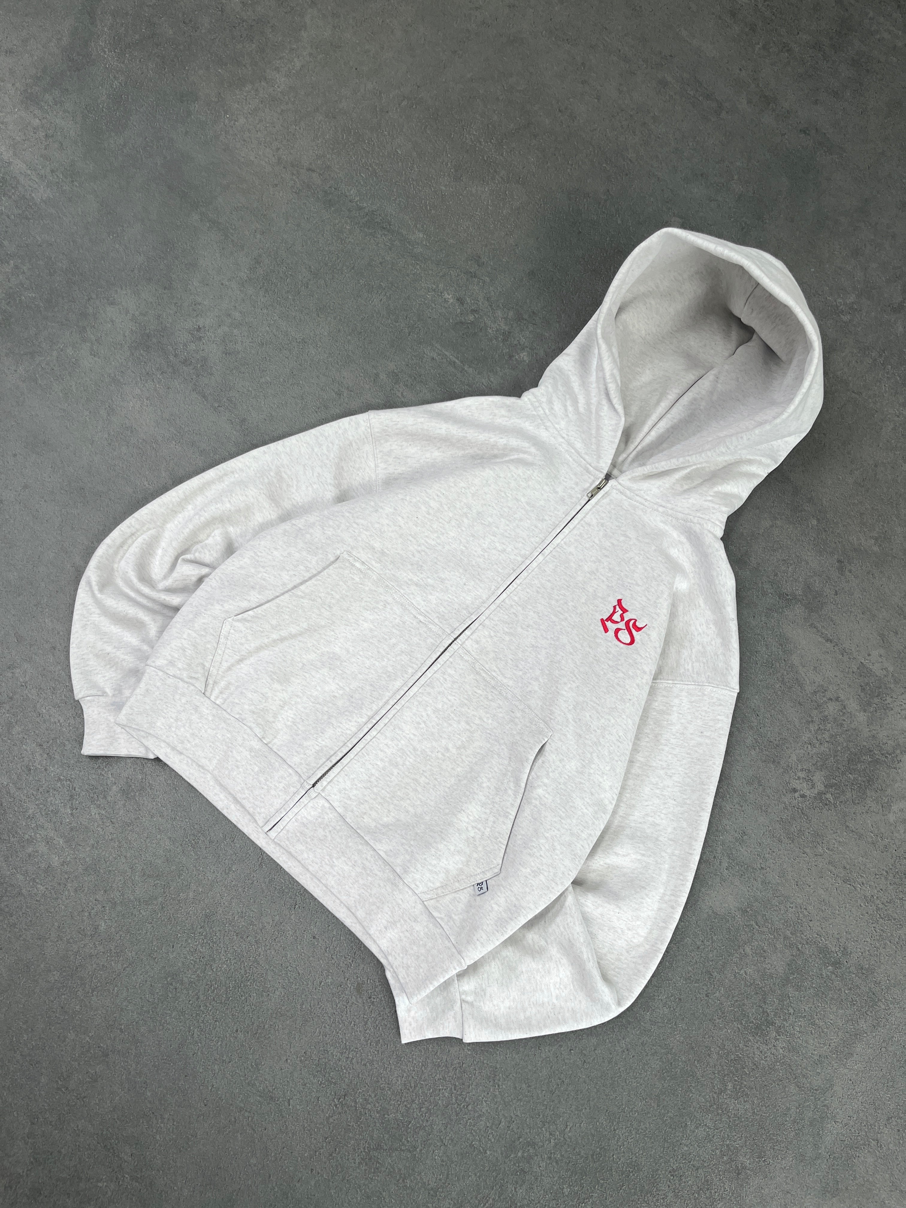 LIGHT GRAY ZIP-HOODIE