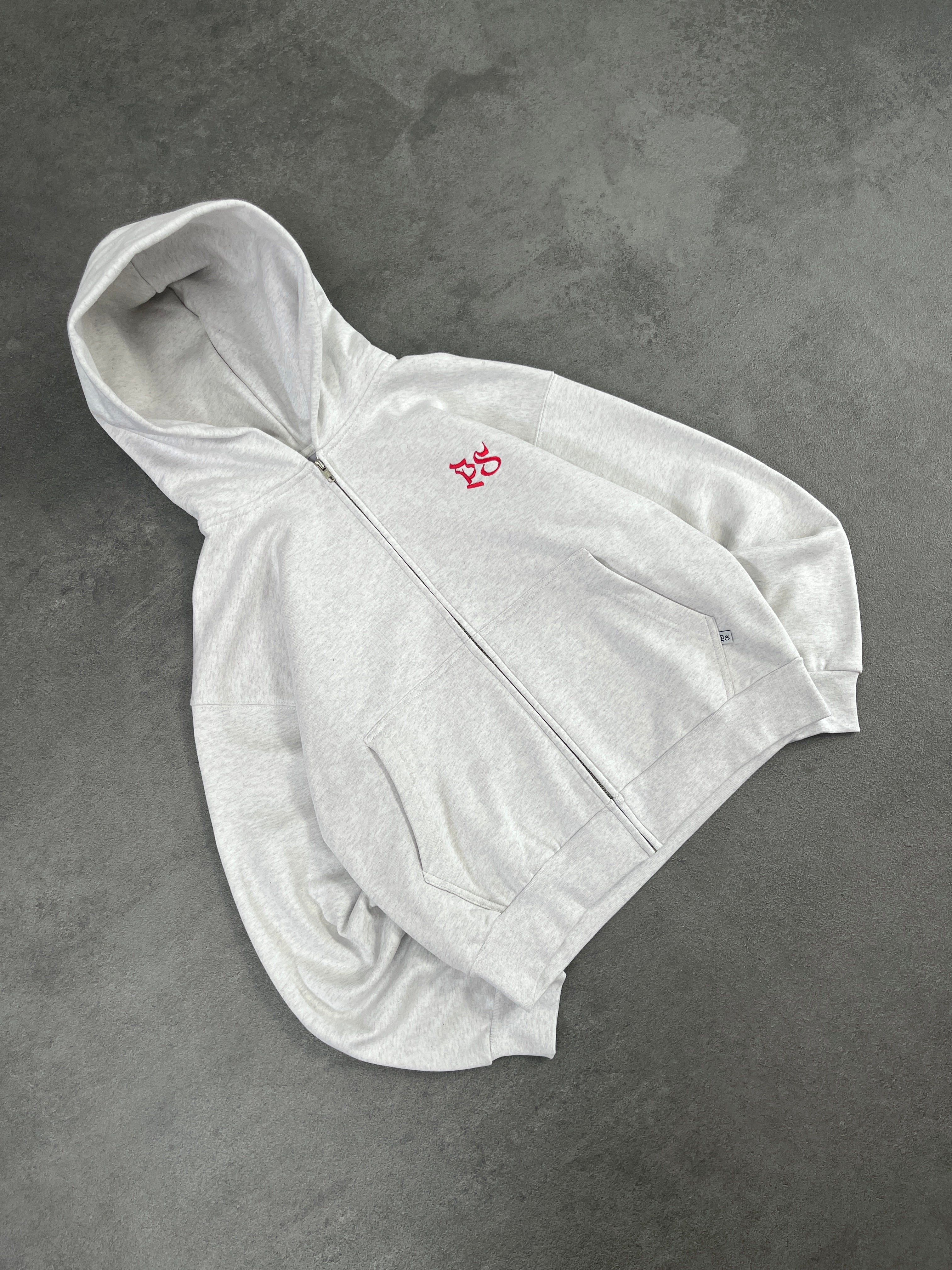 LIGHT GRAY ZIP-HOODIE