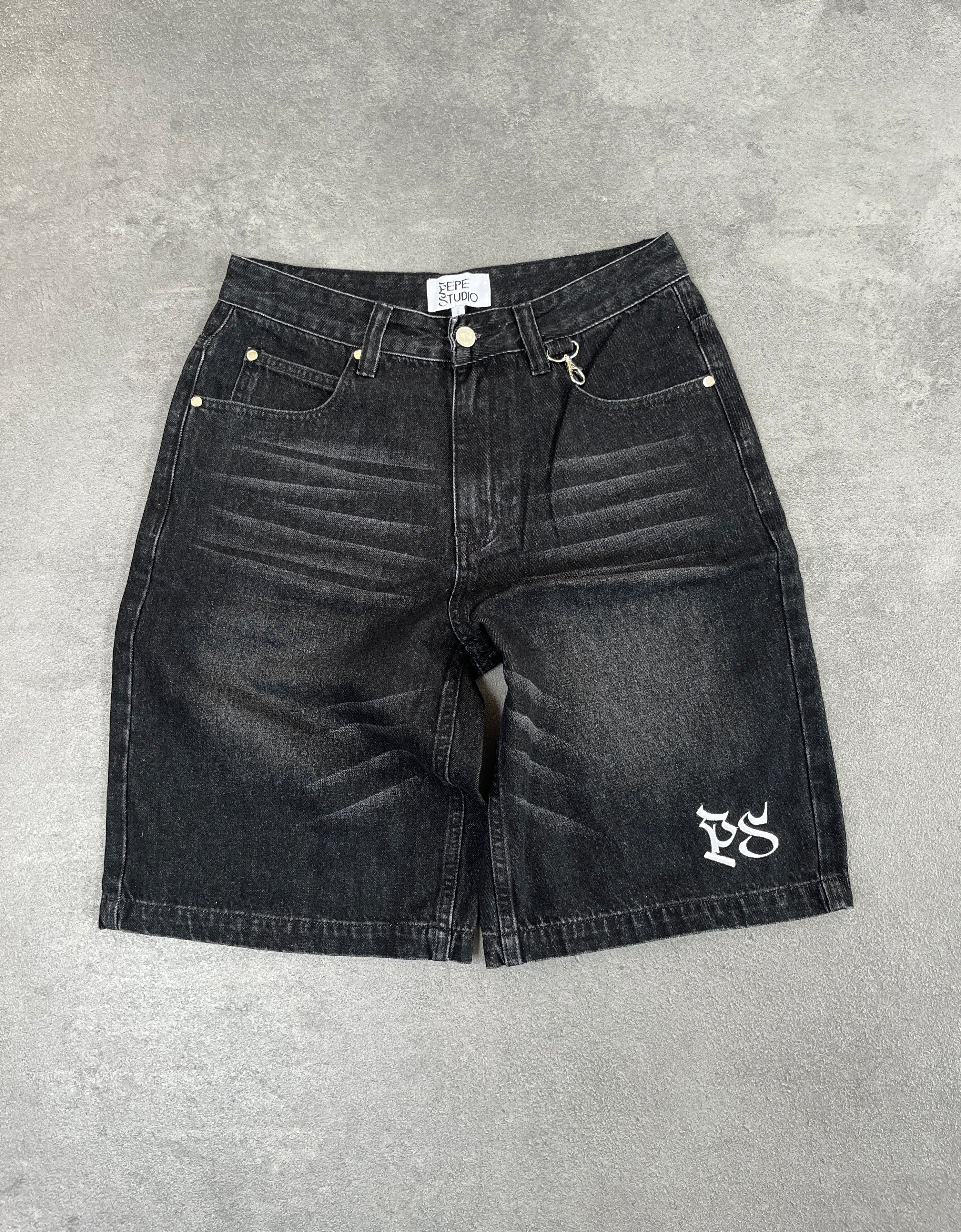 BLACK DENIM SHORTS PS