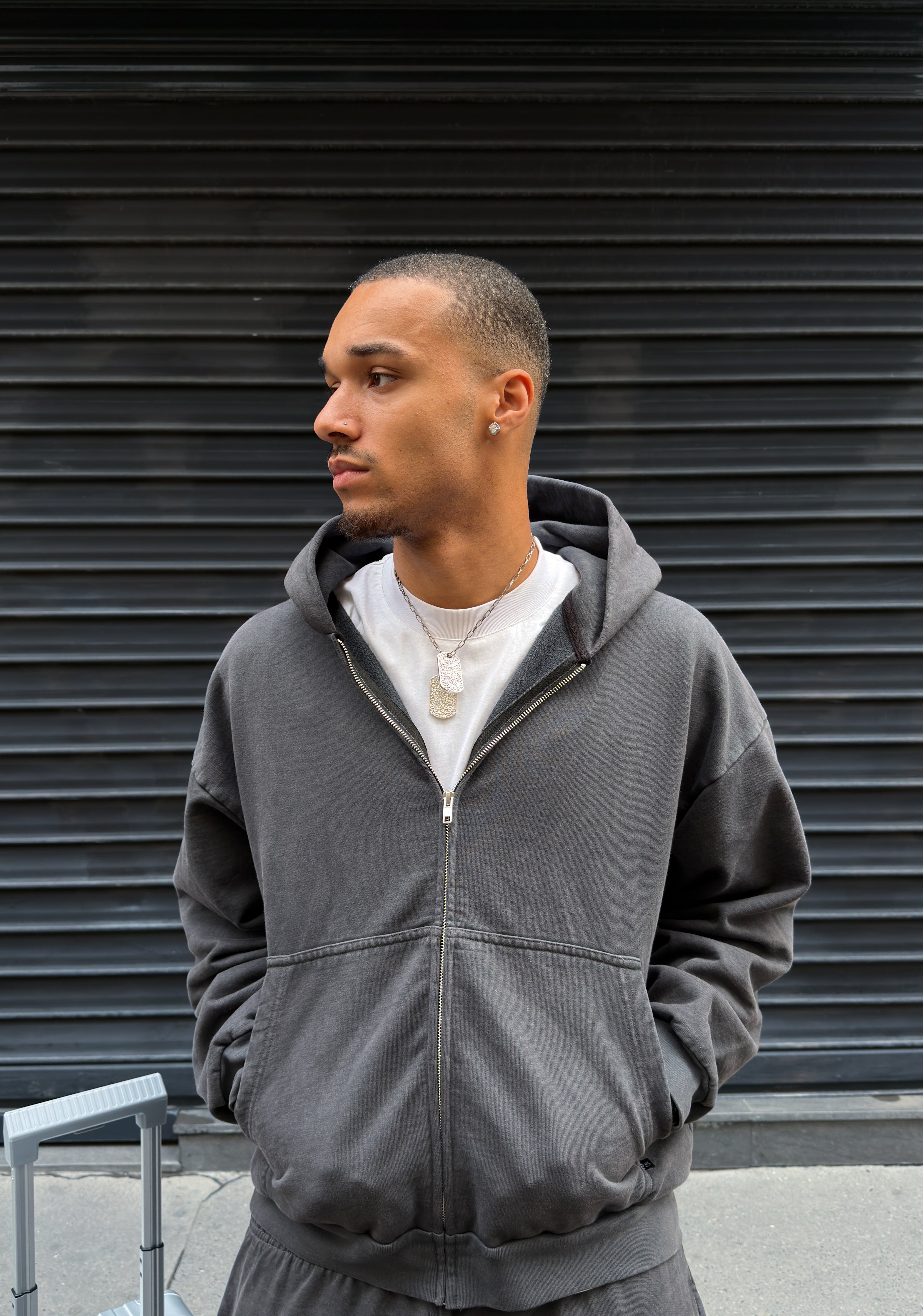 SLATE FADED ZIP-HOODIE