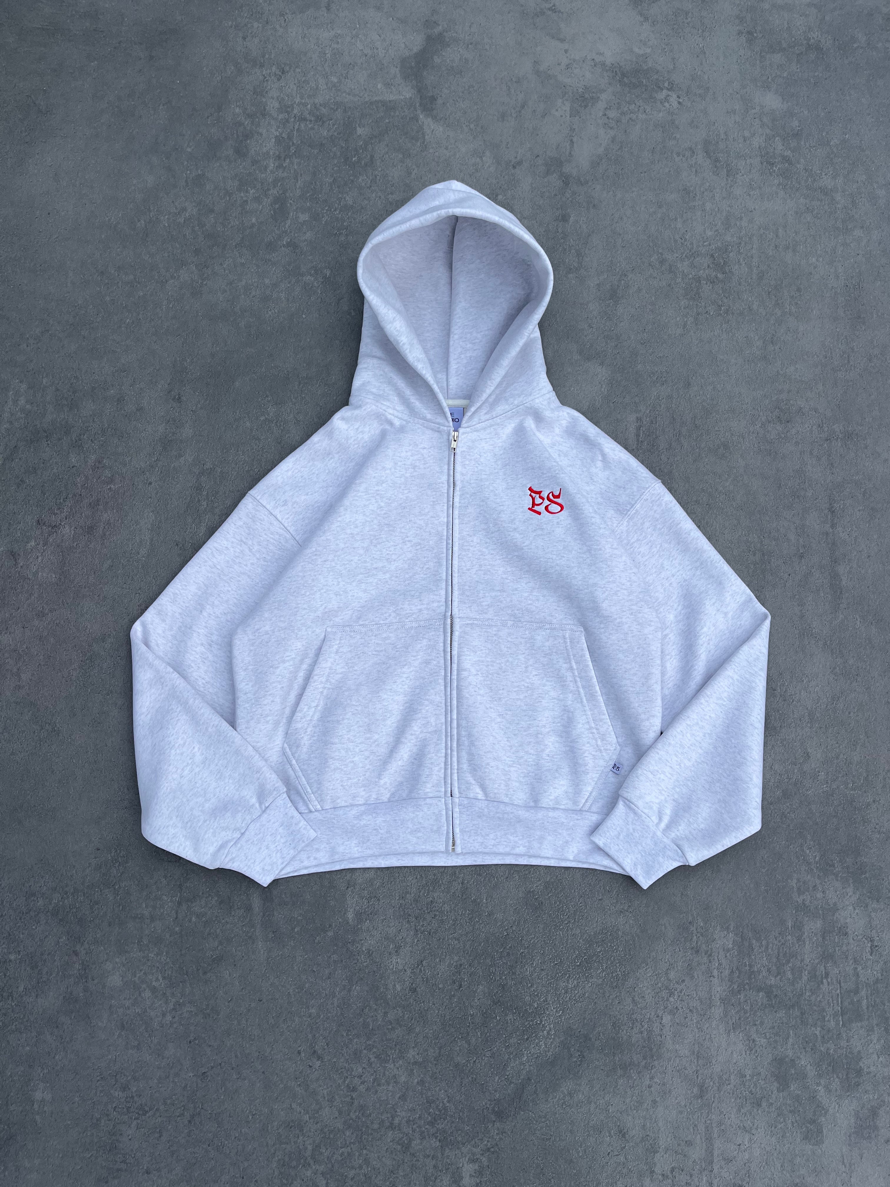 LIGHT GRAY ZIP-HOODIE