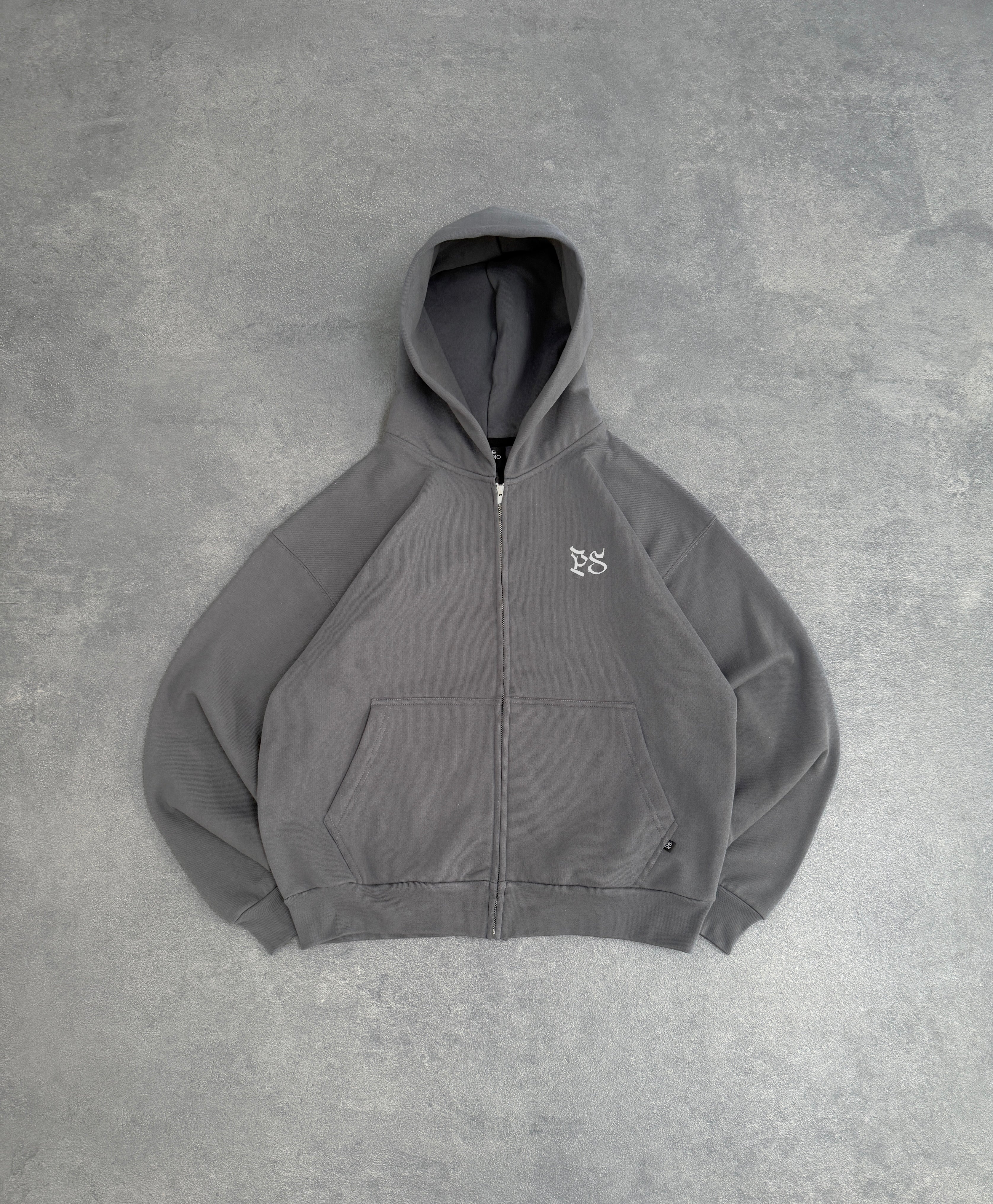 CHARCOAL GRAY ZIP-HOODIE