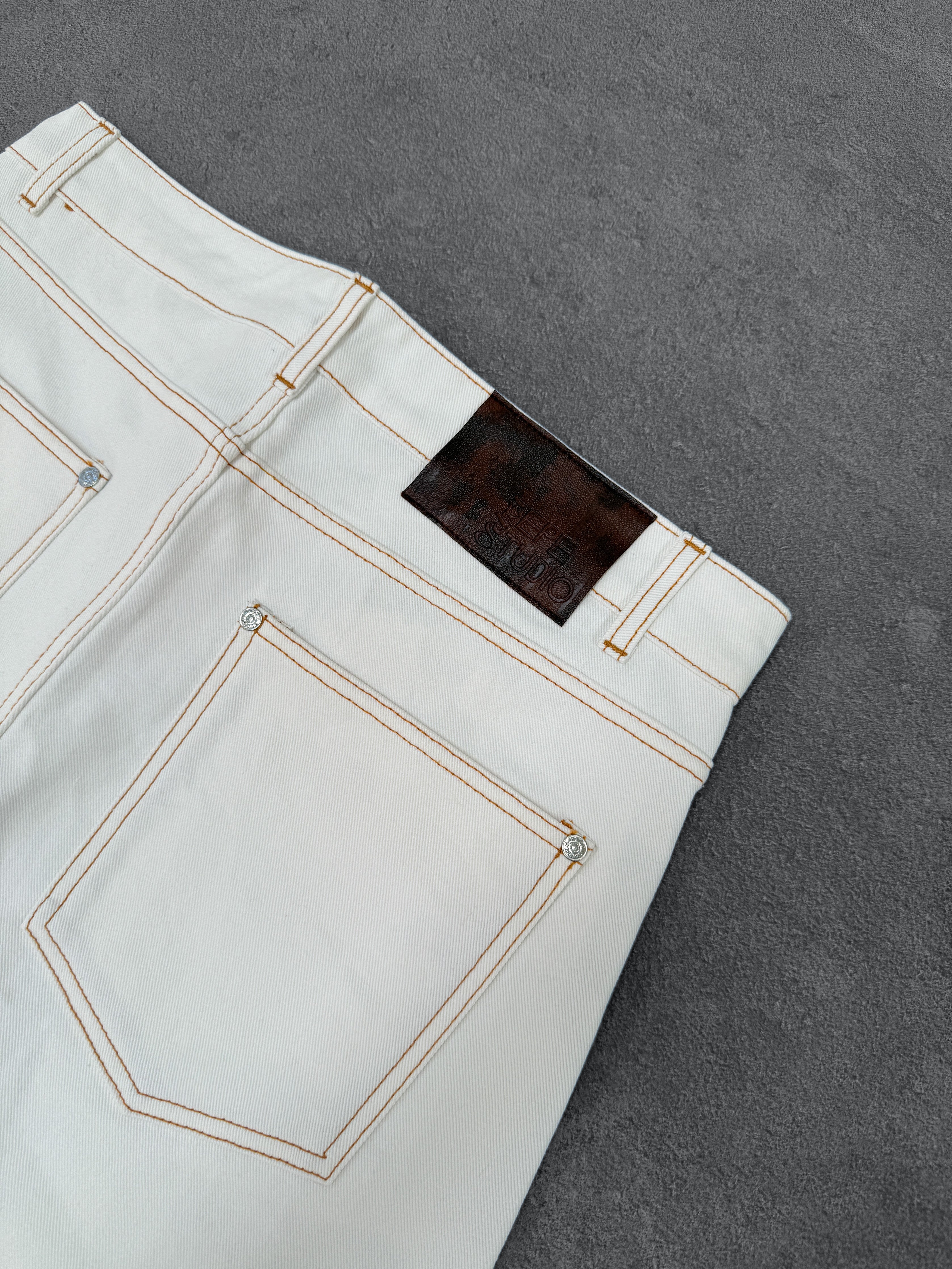 IVORY RAW DENIM PANT