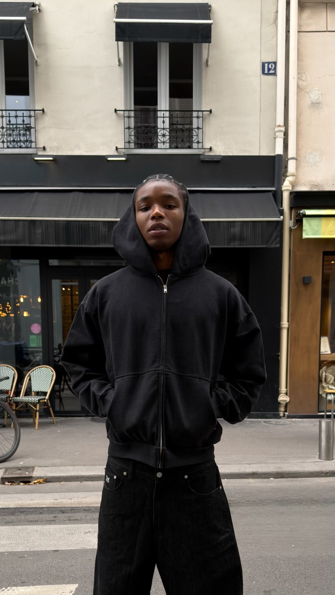 BLACK FADED ZIP-HOODIE