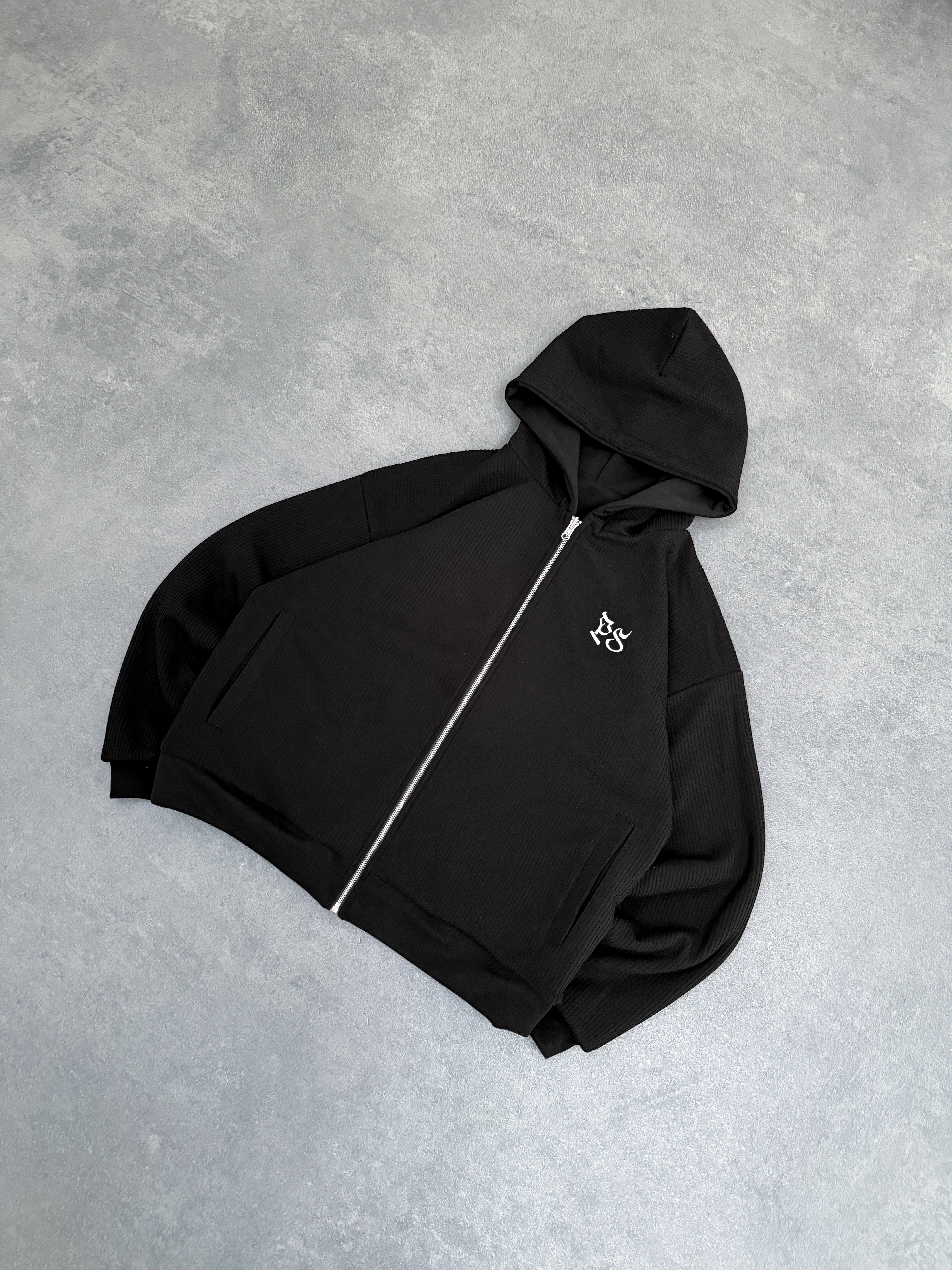 The Black Double Face Zip-Hoodie