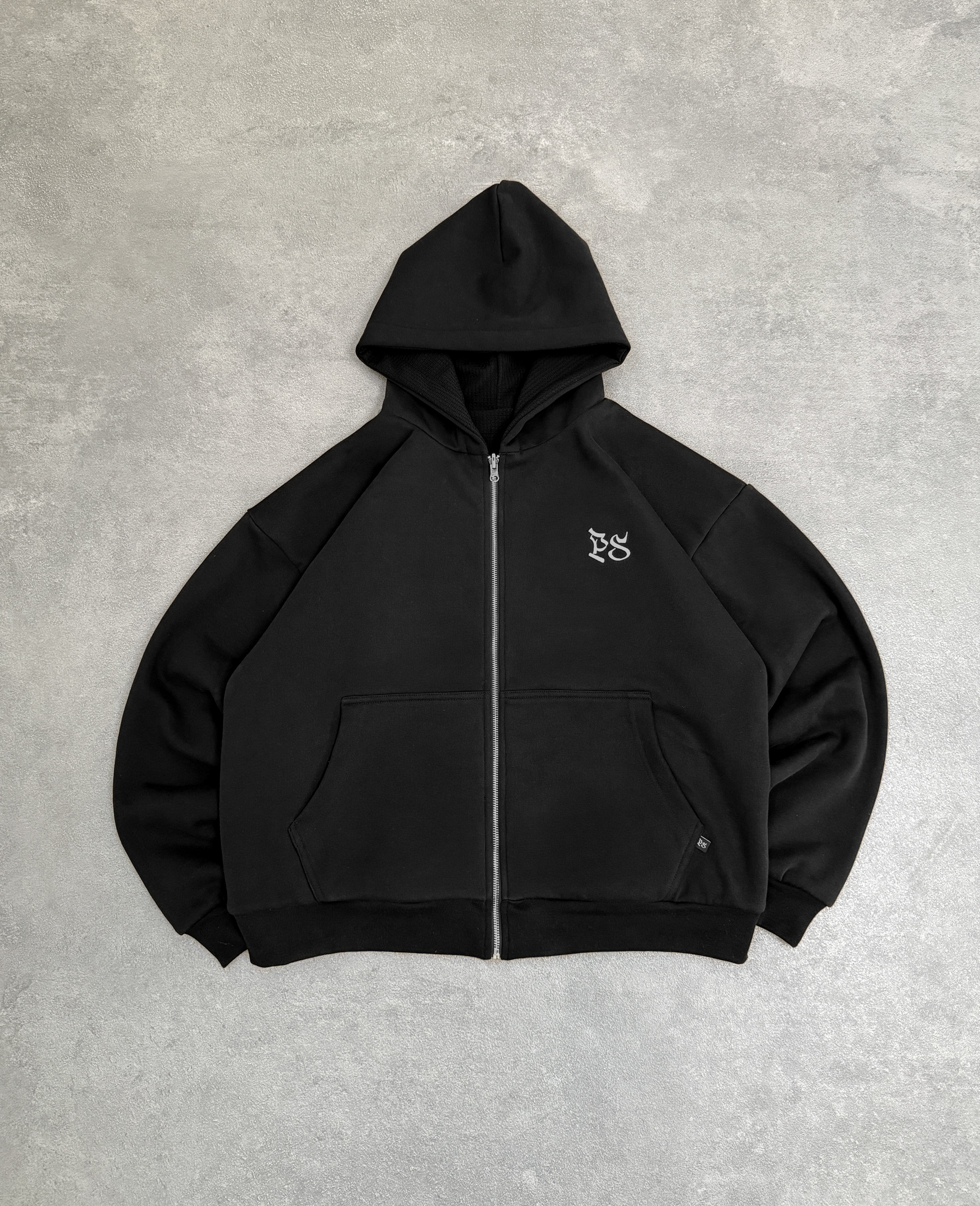 The Black Double Face Zip-Hoodie
