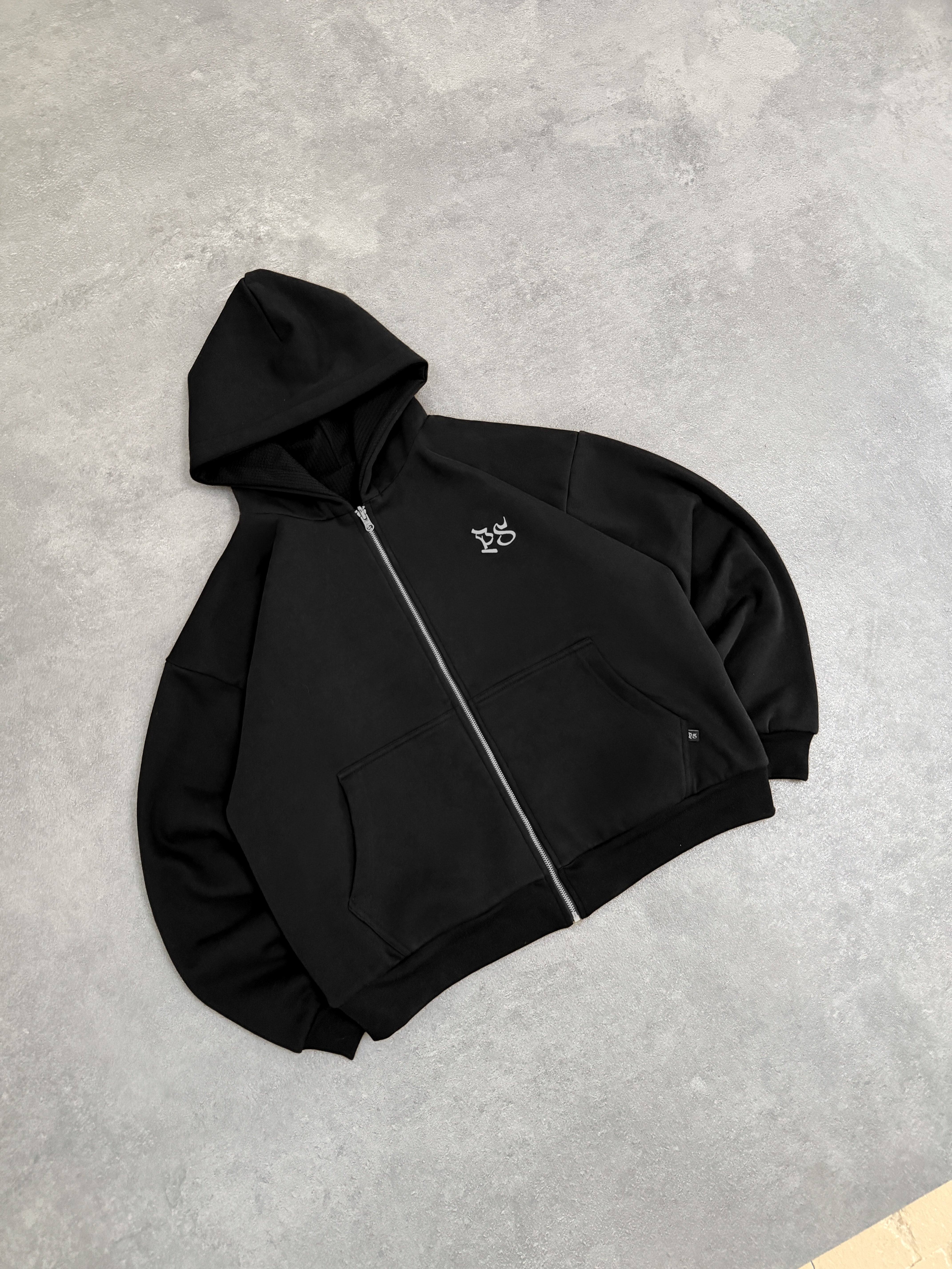The Black Double Face Zip-Hoodie