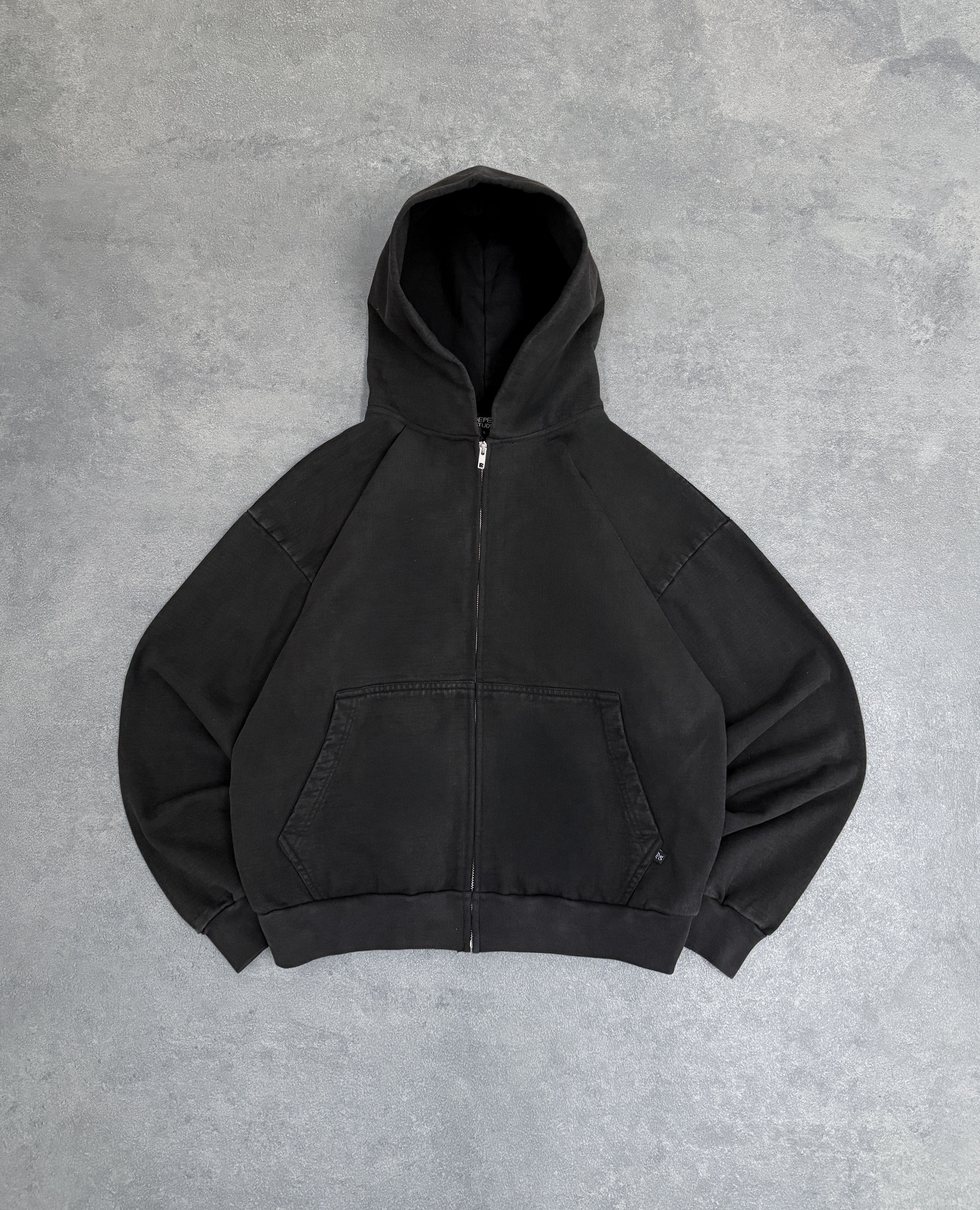 BLACK FADED ZIP-HOODIE