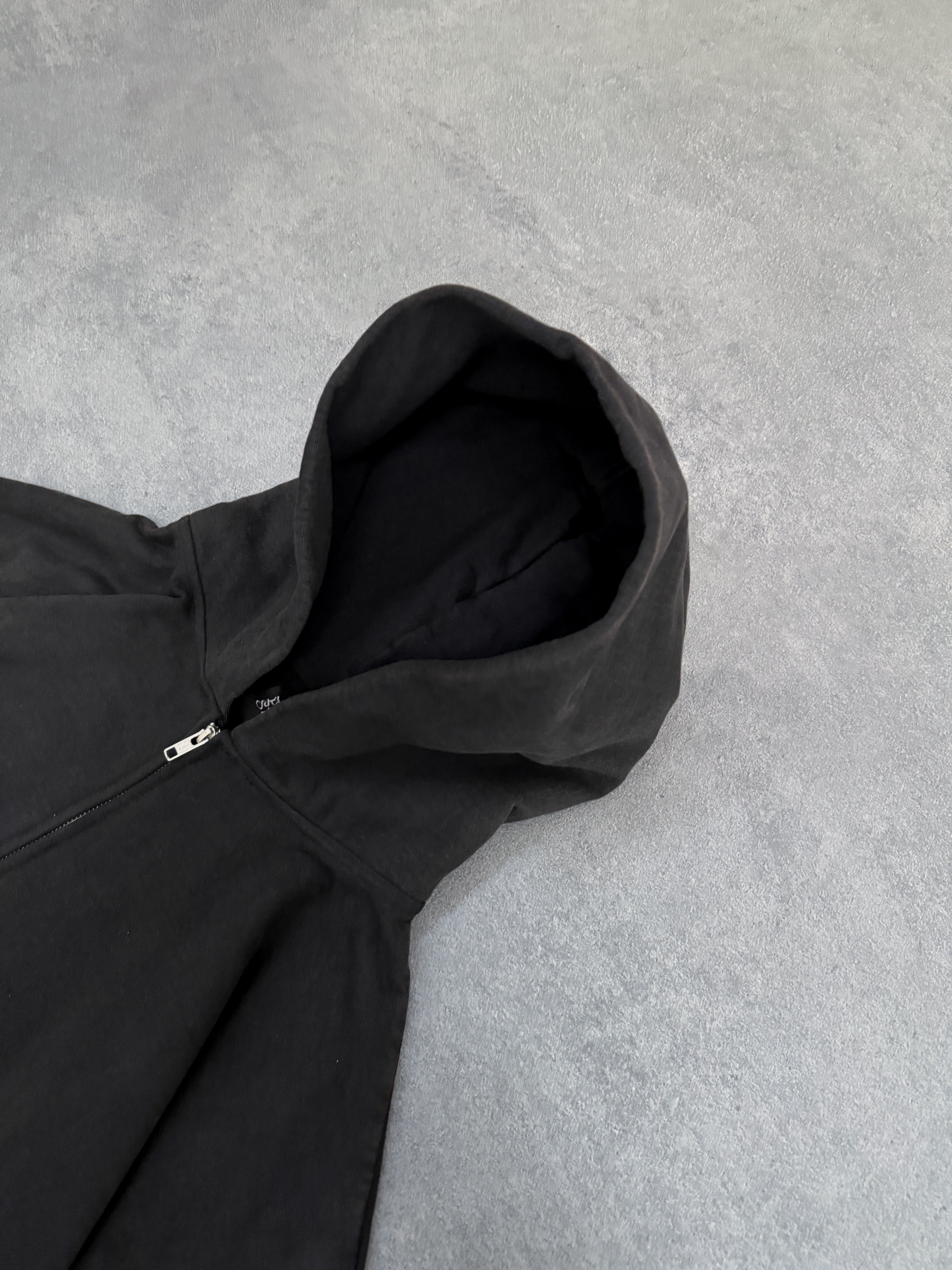 BLACK FADED ZIP-HOODIE